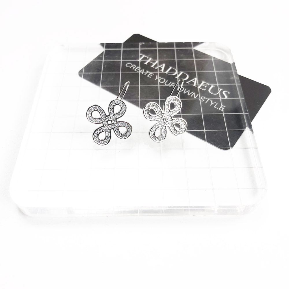 Ear Drop Earrings Bow Knot Bra - Tie Clip Silver ulasan dan harga