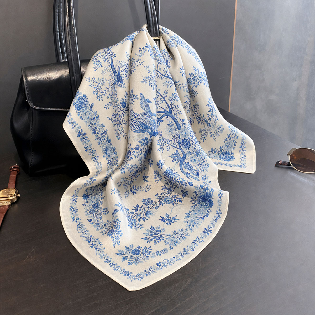 100% Real Silk Scarf Women Squ - Scarf Silk Square ulasan dan harga