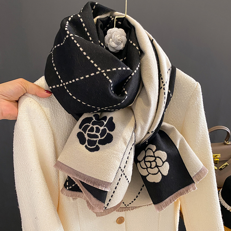 Winter Scarf Women Luxury Flor - Woven Scarf Blanket ulasan dan harga