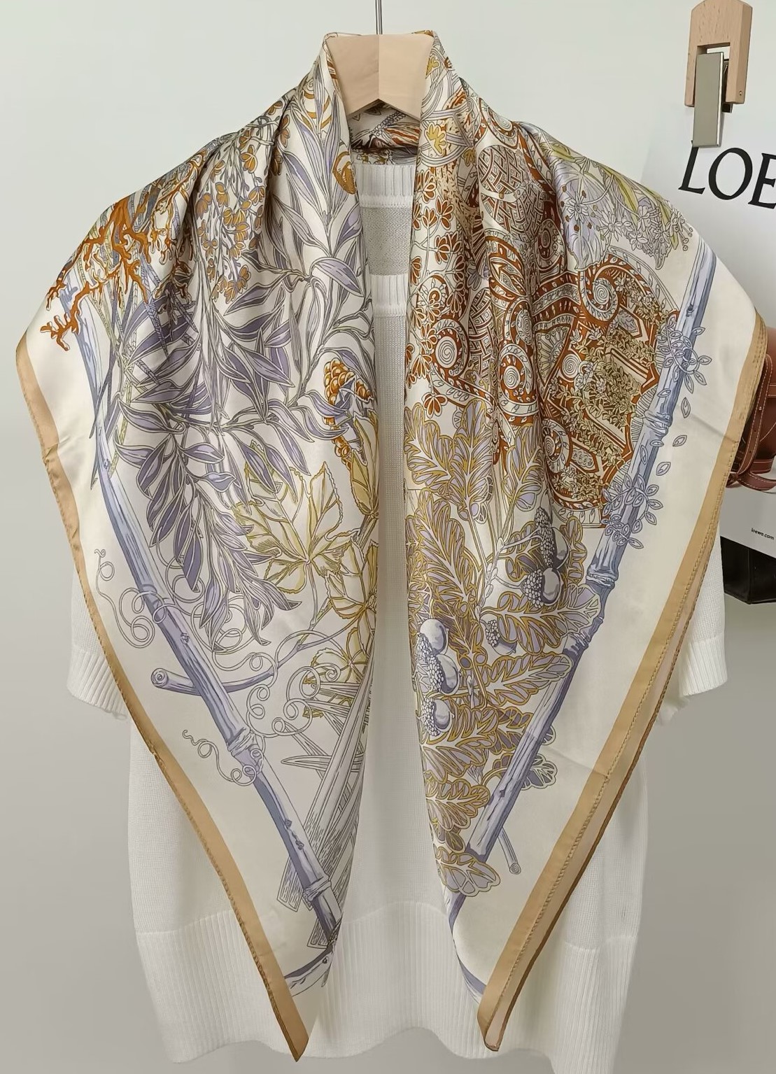 90CM Mulberry Silk Printed Squ - Face Scarf Mask ulasan dan harga