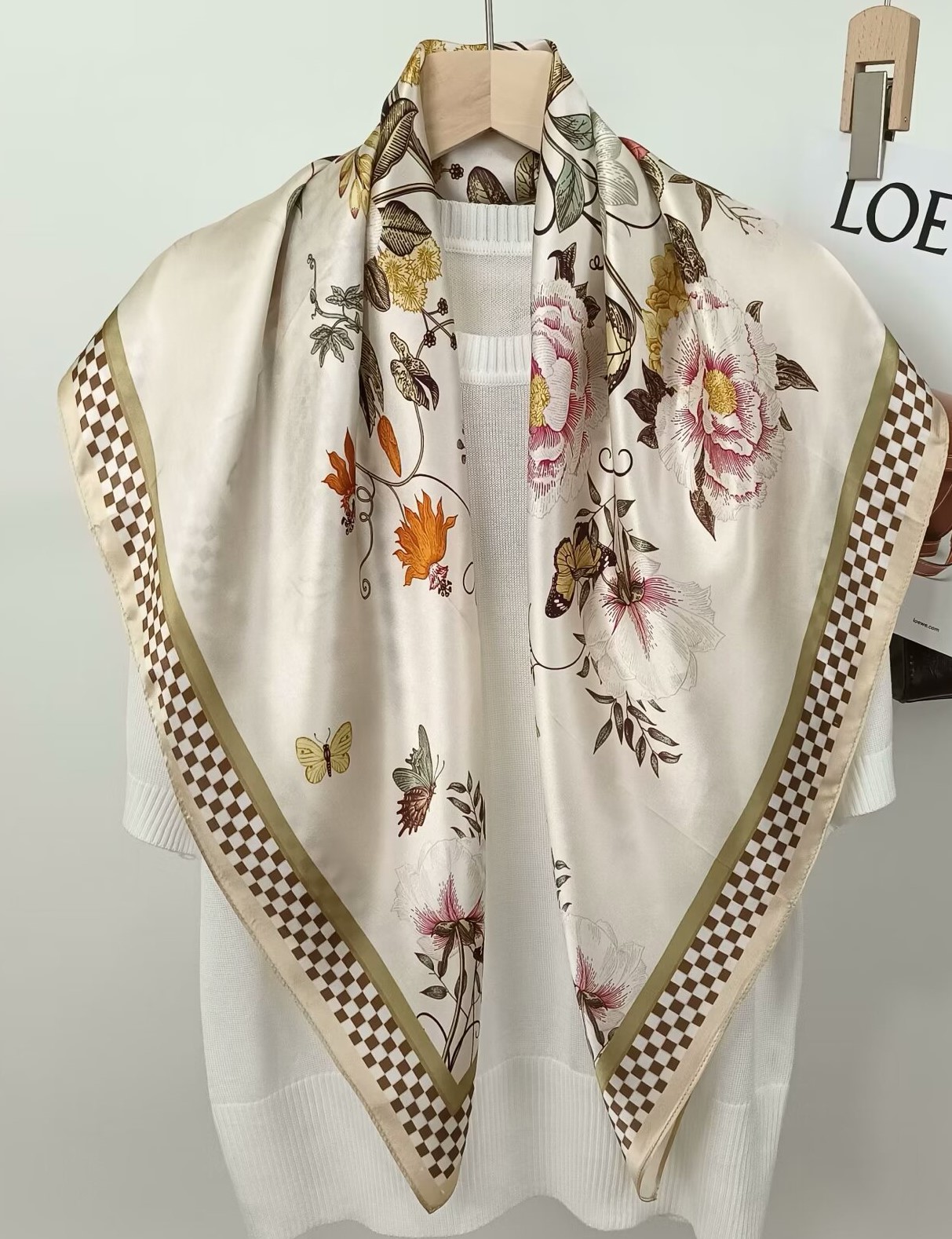 90CM Mulberry Silk Printed Squ - Face Scarf Mask ulasan dan harga
