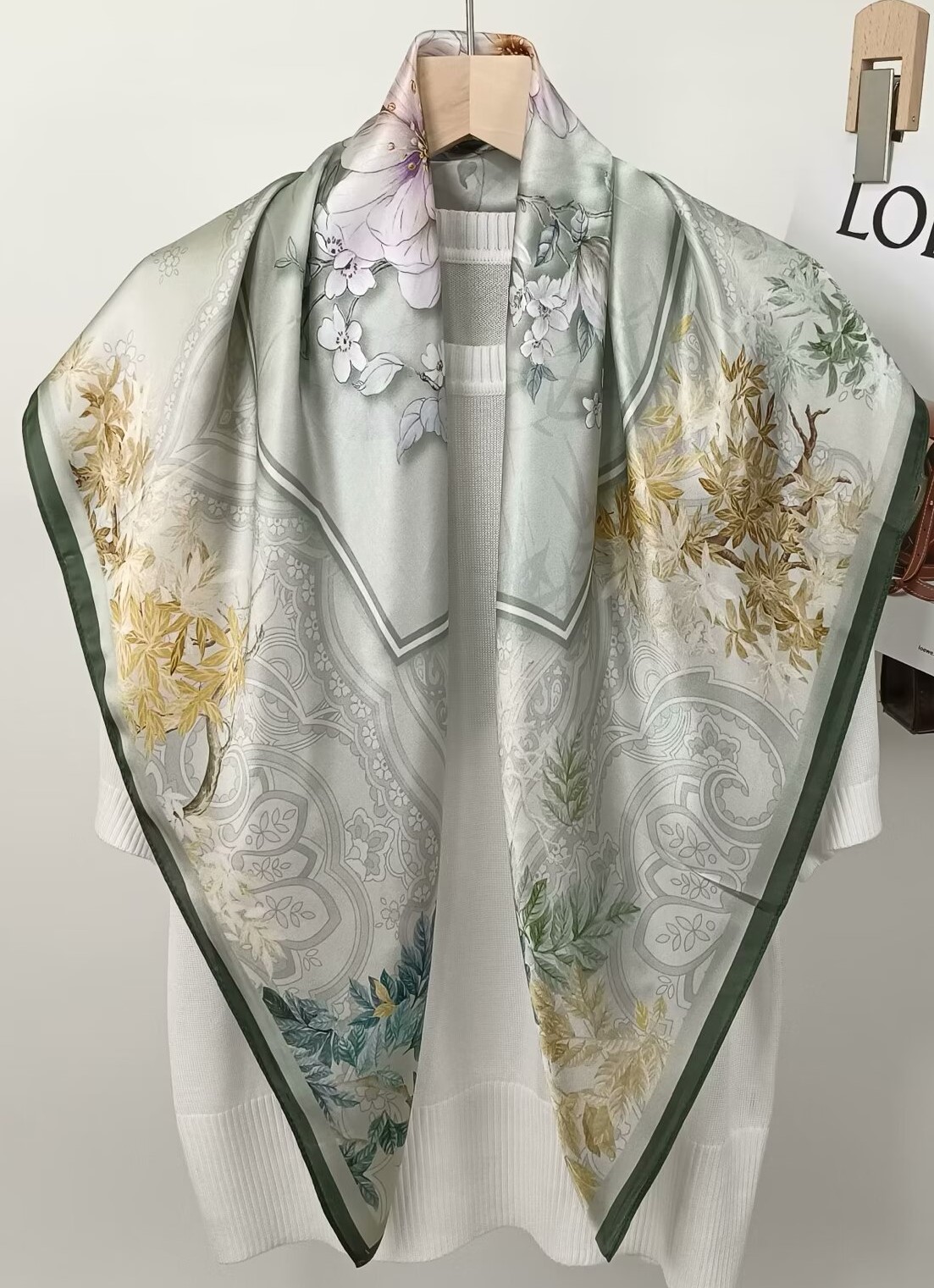 90CM Mulberry Silk Printed Squ - Face Scarf Mask ulasan dan harga